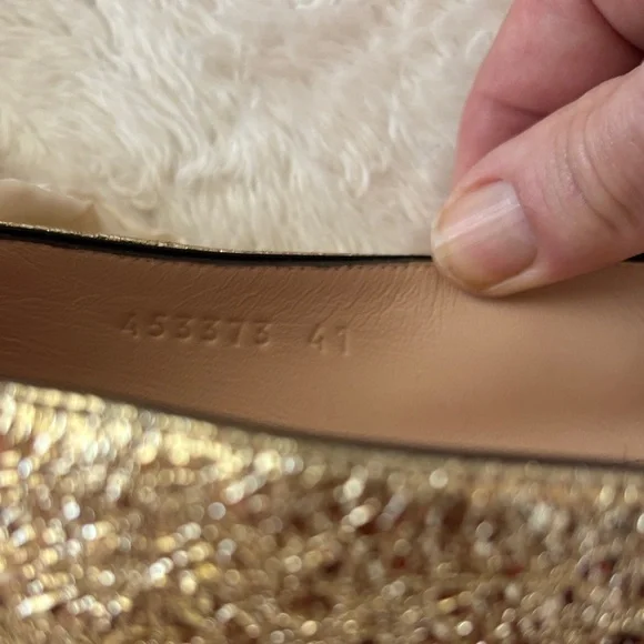 Gucci Gold Metallic Fringe Leather Loafers with GG Horsebit